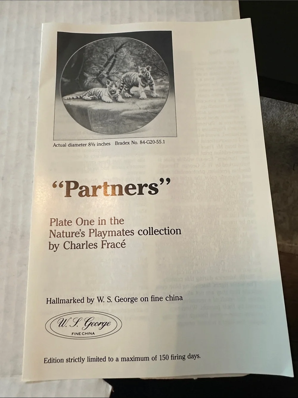 “Partners” by Charles Frace (W.S. George Fine China) - Picture 3 of 3